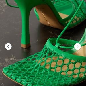 Bottega Venete Lace-up leather-trimmed mesh pumps.
